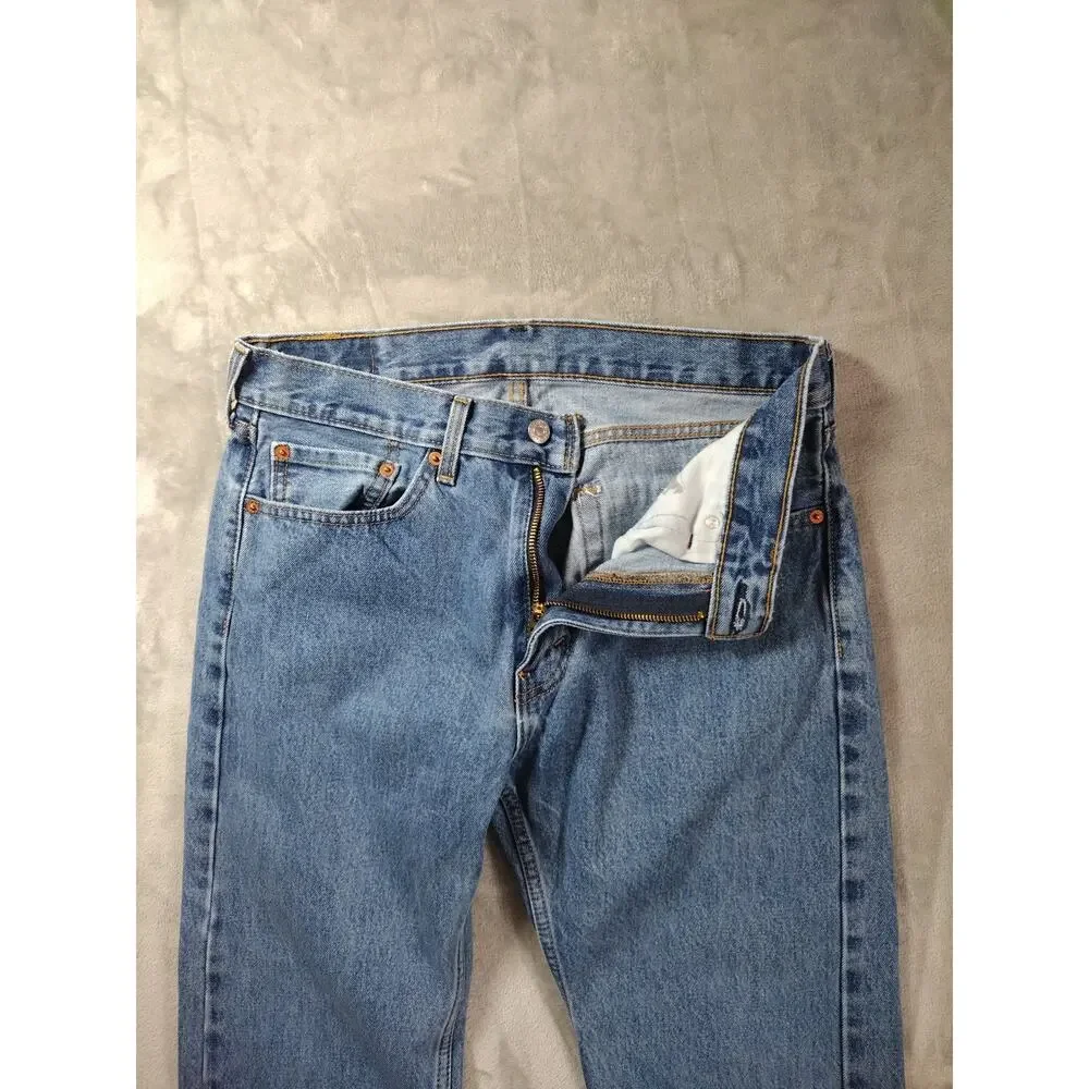 Levis 505 Jeans Mens 32x30 Straight Relaxed Lt Wash Western Cowboy Rodeo Casual